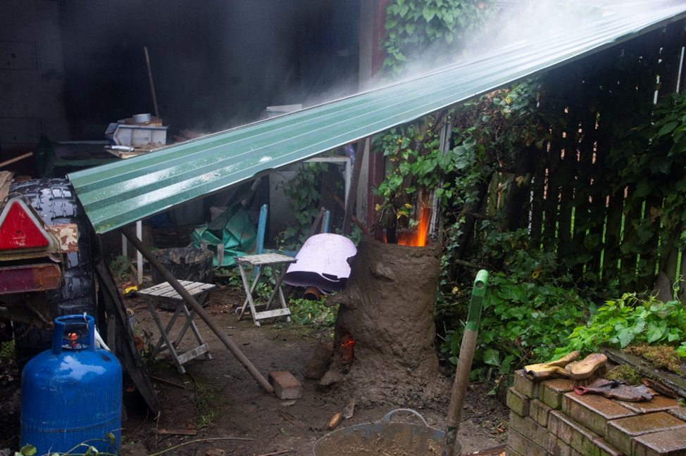 Fig. 1: Rain falling on furnace 