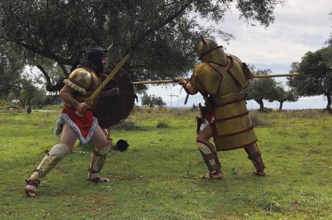 Reviving a Mycenaean Late Bronze Age duel for BBC (2019)