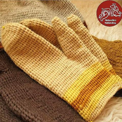 Yellow and Orange York Stitch Mittens